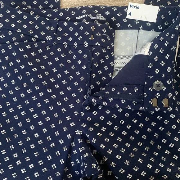 OLD NAVY Pixie High Rise Pants Size 4 NWT Secret-Slim Pockets Cotton Blend Navy - Picture 5 of 15